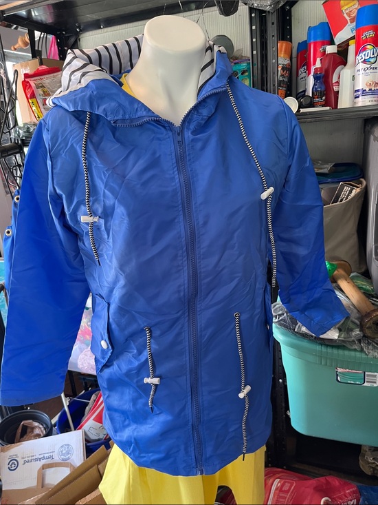 Jackets & Blazers - Blue Hooded Rain Jacket - Brand Unknown